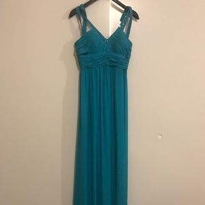 beaded teal elegant prom formal long